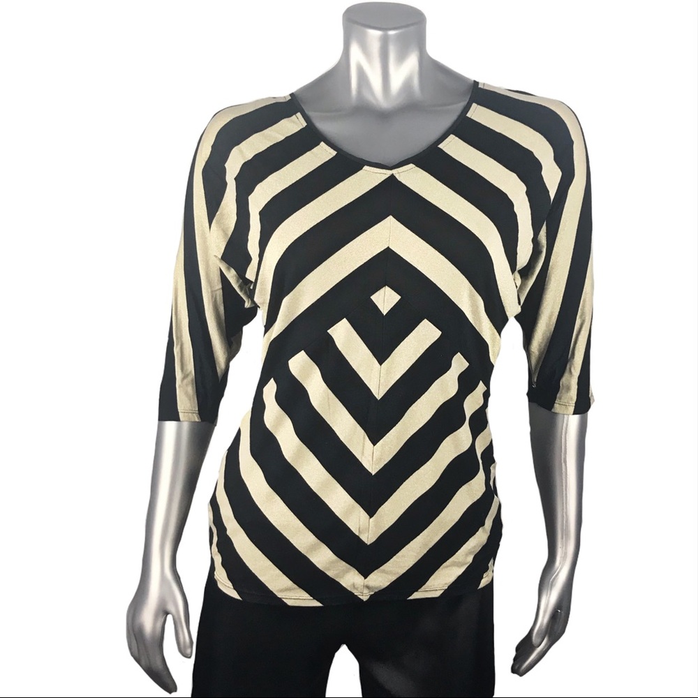 White House Black Market Gold/Black Blouse Size S